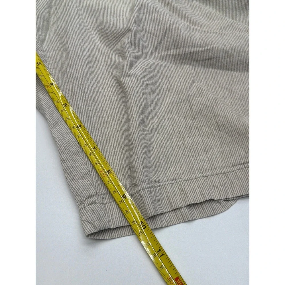 Banana Republic‎ Mens 38 Linen Cotton Striped Shorts Beige White Summer Chino